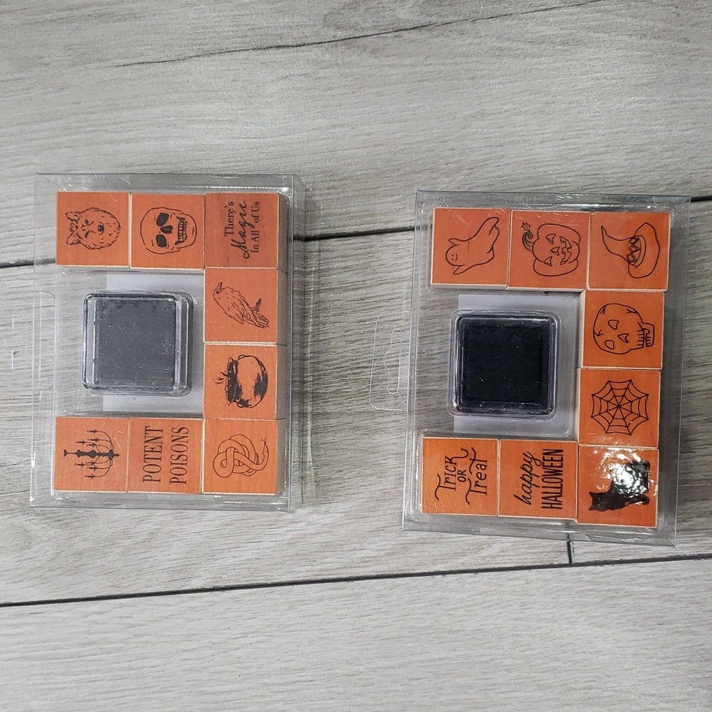 3/$25 Two sets of 8 Wood halloween stamps